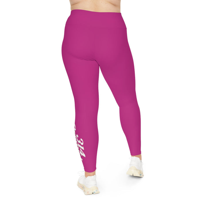 Pink Plus Size Leggings — Subtle Side Script Graphic, Comfortable Everyday Activewear - 314 Originals