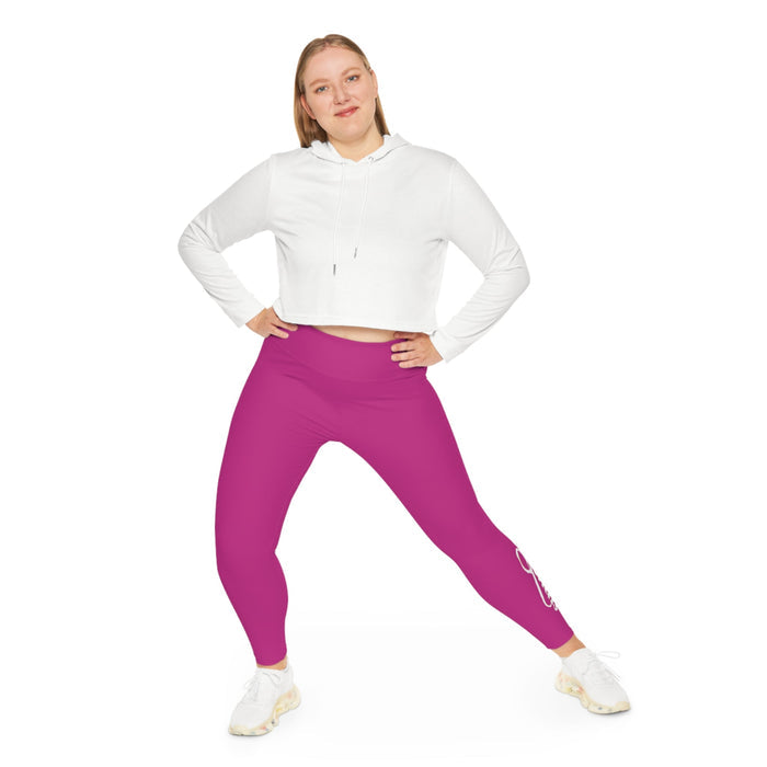 Pink Plus Size Leggings — Subtle Side Script Graphic, Comfortable Everyday Activewear - 314 Originals