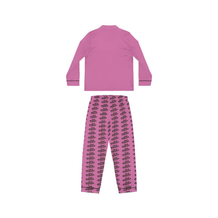 Pink Satin Pajama Set – All-Over Crown Print Women's Sleepwear - 314 Originals