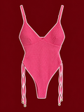 Pink Textured Ruched One-Piece Swimsuit