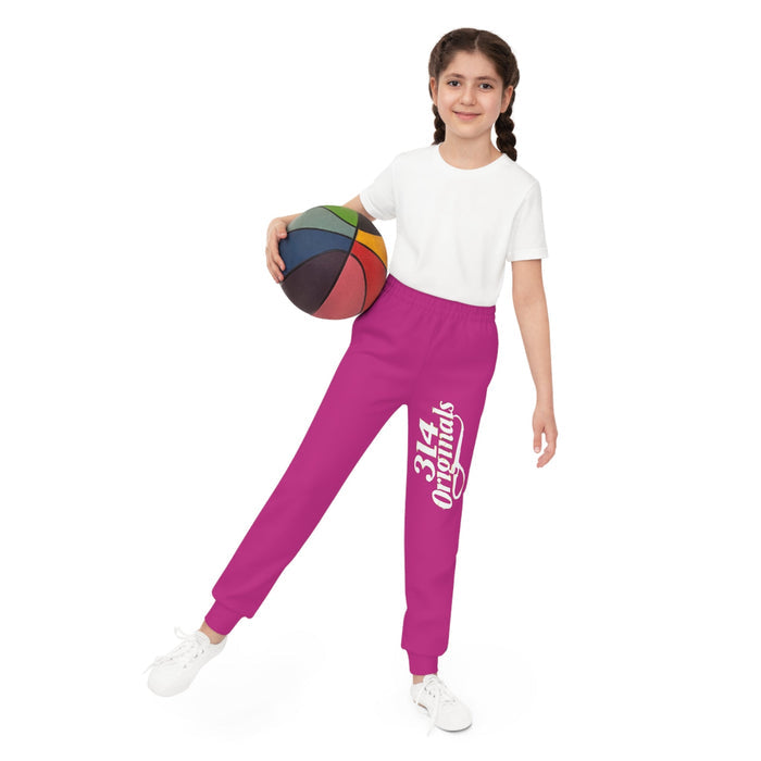 Pink Youth Joggers with 314 Originals Side Graphic — Kids Athletic Sweatpants - 314 Originals