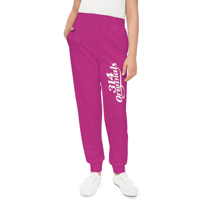 Pink Youth Joggers with 314 Originals Side Graphic — Kids Athletic Sweatpants - 314 Originals