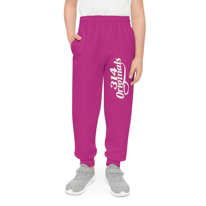 Pink Youth Joggers with 314 Originals Side Graphic — Kids Athletic Sweatpants - 314 Originals