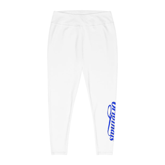 Plus Size Leggings — White High-Waist Leggings with Blue Script '314 Originals' Side Print - 314 Originals