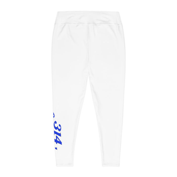 Plus Size Leggings — White High-Waist Leggings with Blue Script '314 Originals' Side Print - 314 Originals