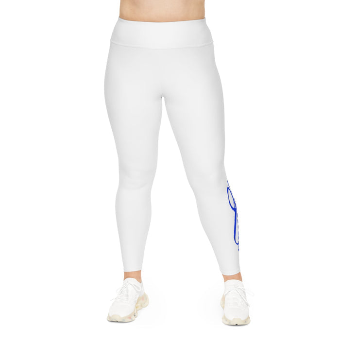 Plus Size Leggings — White High-Waist Leggings with Blue Script '314 Originals' Side Print - 314 Originals