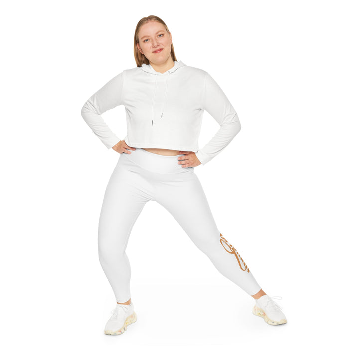 Plus Size Leggings — White High-Waist Leggings with Gold Script '314 Originals' Side Print - 314 Originals