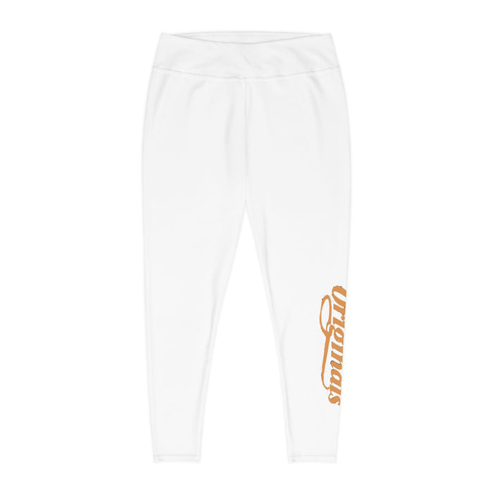 Plus Size Leggings — White High-Waist Leggings with Gold Script '314 Originals' Side Print - 314 Originals