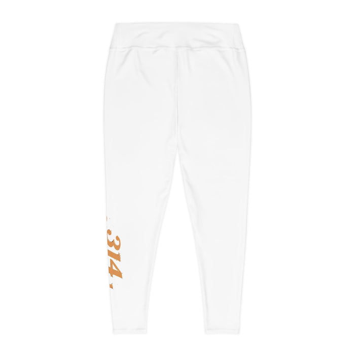 Plus Size Leggings — White High-Waist Leggings with Gold Script '314 Originals' Side Print - 314 Originals