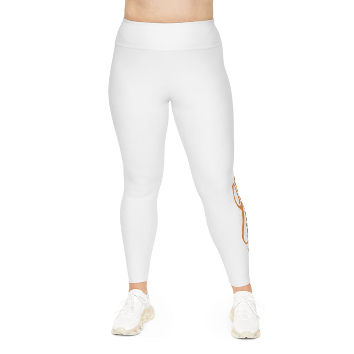 Plus Size Leggings — White High-Waist Leggings with Gold Script '314 Originals' Side Print - 314 Originals