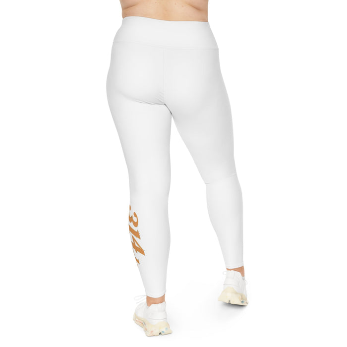 Plus Size Leggings — White High-Waist Leggings with Gold Script '314 Originals' Side Print - 314 Originals