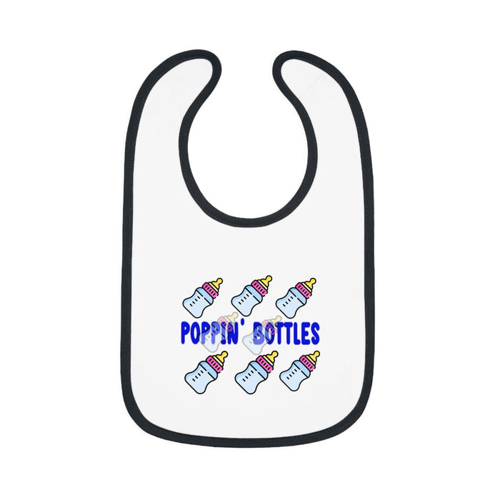 Poppin' Bottles Baby Bib — Cute Bottle Pattern Contrast-Trim Feeding Bib - 314 Originals