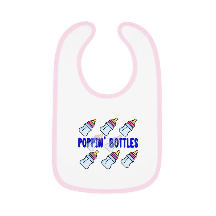 Poppin' Bottles Baby Bib — Cute Bottle Pattern Contrast-Trim Feeding Bib - 314 Originals