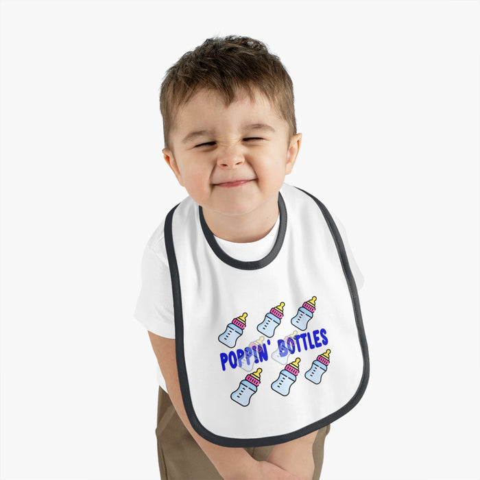 Poppin' Bottles Baby Bib — Cute Bottle Pattern Contrast-Trim Feeding Bib - 314 Originals