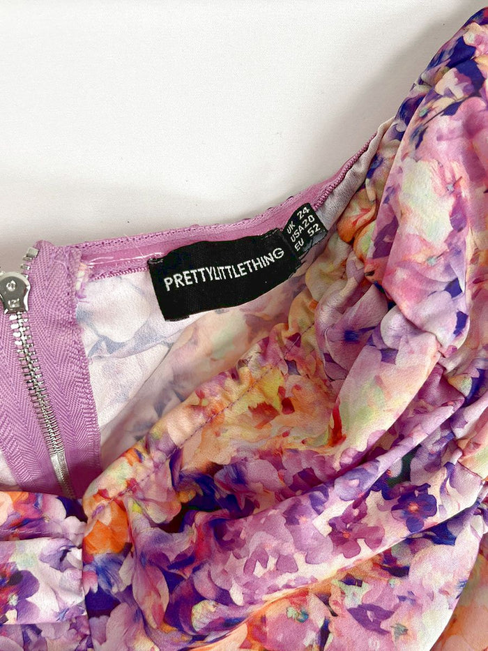 Pretty Little Things Size 20 Lavender & Yellow Ruffled Floral Crop Top