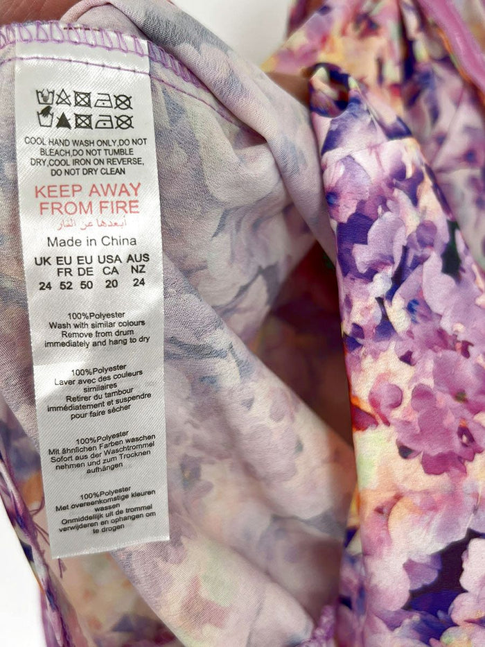 Pretty Little Things Size 20 Lavender & Yellow Ruffled Floral Crop Top