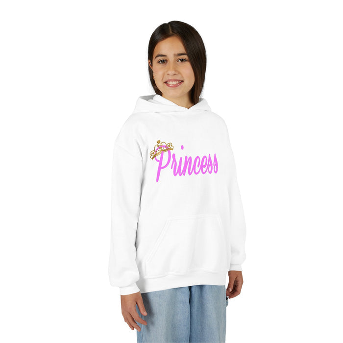 Princess Hoodie — Pink Script with Floral Tiara, Cute Kids Pullover - 314 Originals