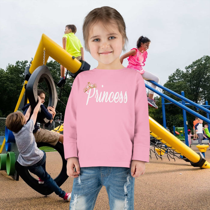 "Princess" Script Top with Gold Crown-Toddler Long Sleeve Tee - 314 Originals