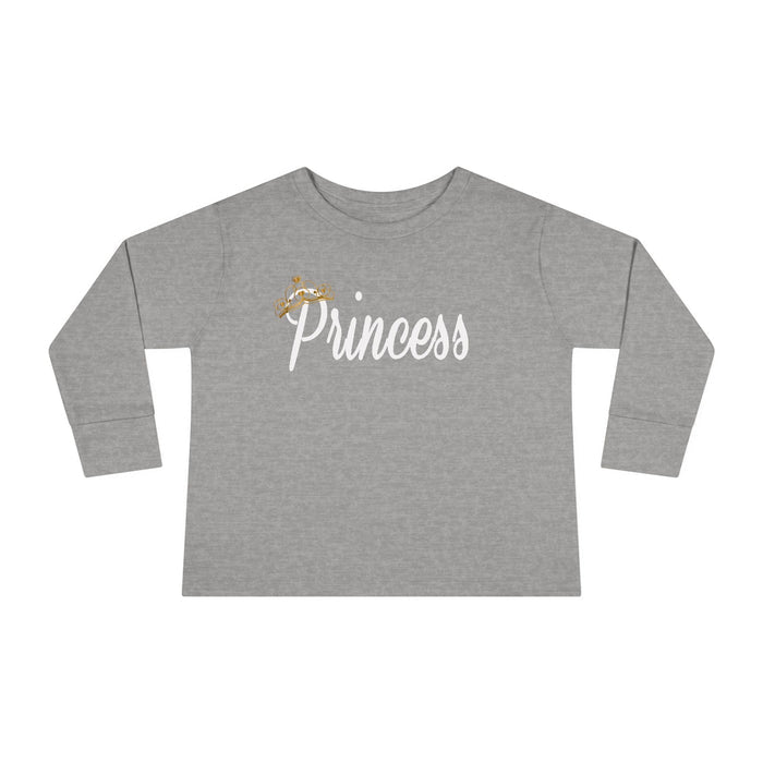 "Princess" Script Top with Gold Crown-Toddler Long Sleeve Tee - 314 Originals