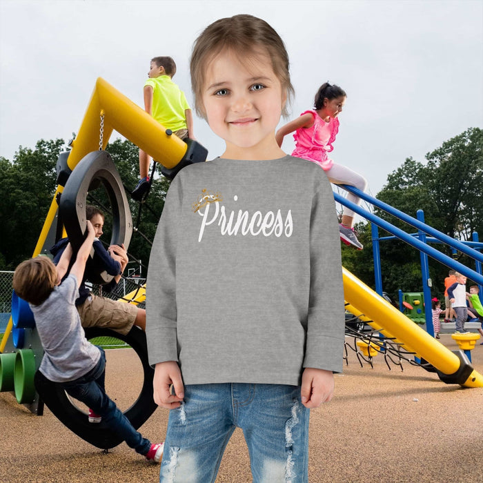 "Princess" Script Top with Gold Crown-Toddler Long Sleeve Tee - 314 Originals