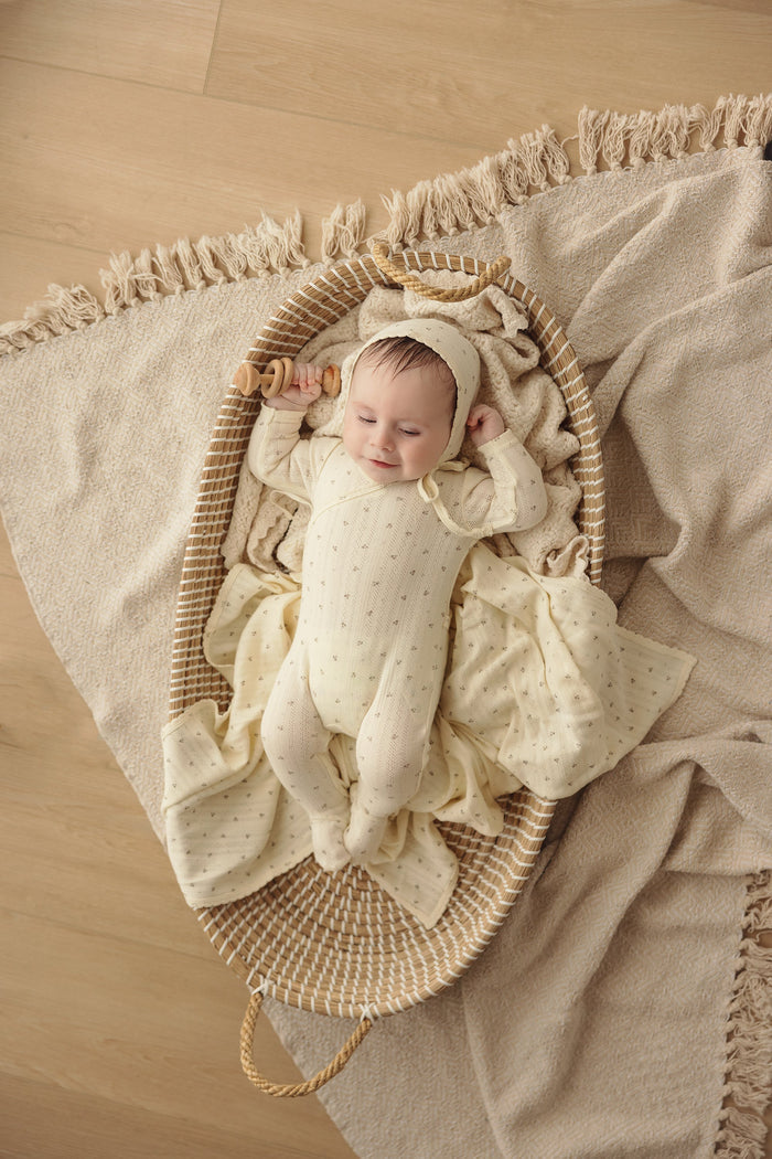 Printed Pointelle Wrap Footie