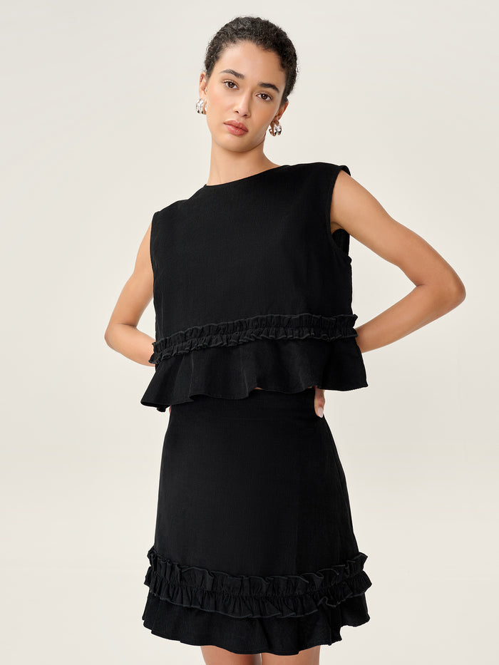 Prudie Cord Skirt in Black