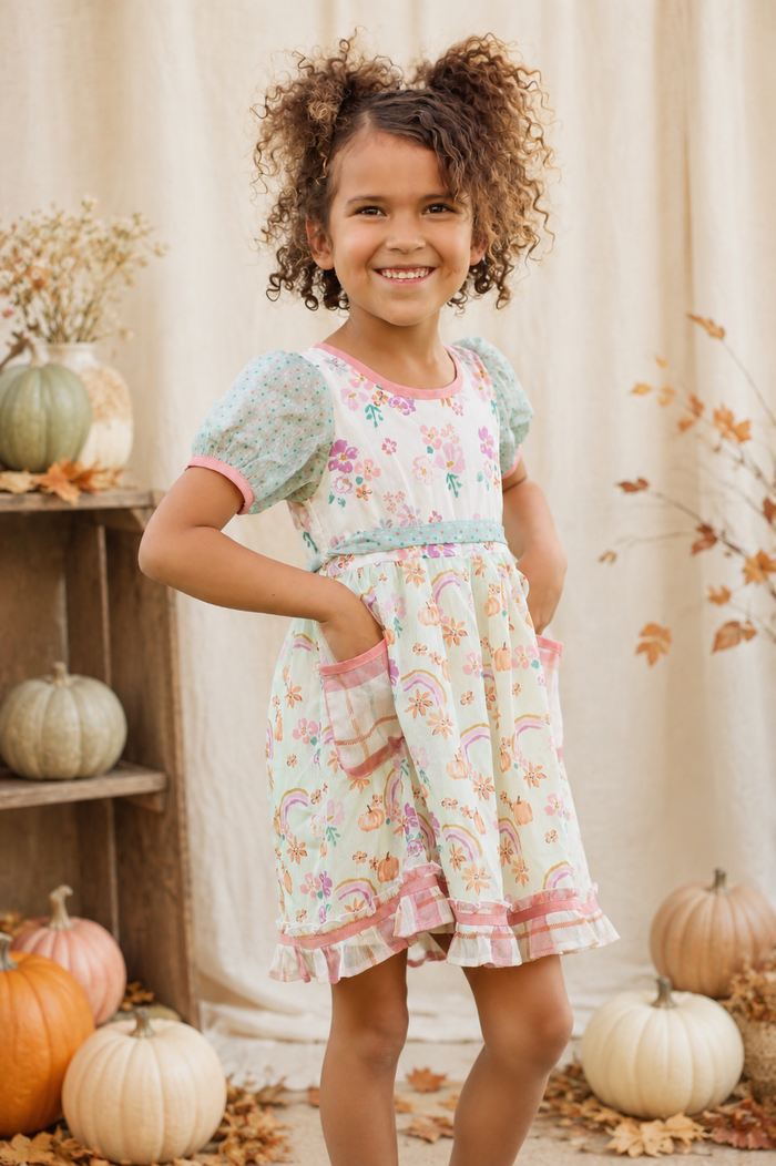 Pumpkin Patch Picnic Shimmer Dress (Pre-Order)