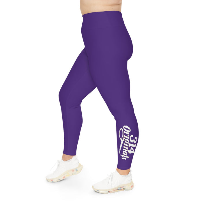 Purple Plus Size Leggings — Subtle Side Script Graphic, Comfortable Everyday Activewear - 314 Originals