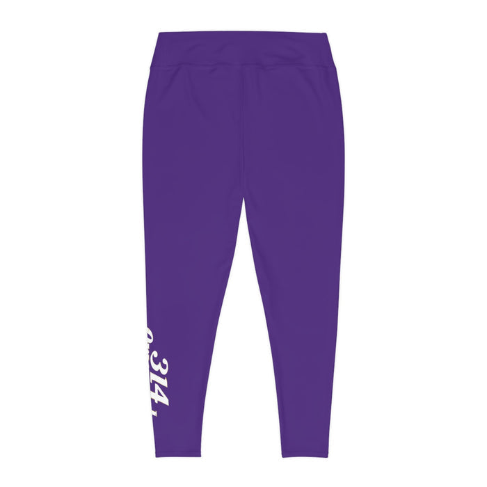 Purple Plus Size Leggings — Subtle Side Script Graphic, Comfortable Everyday Activewear - 314 Originals