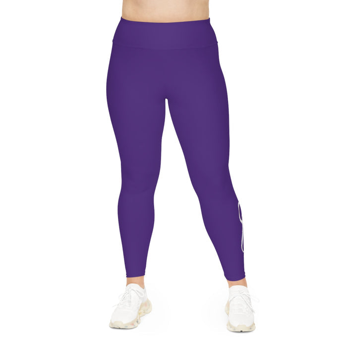 Purple Plus Size Leggings — Subtle Side Script Graphic, Comfortable Everyday Activewear - 314 Originals