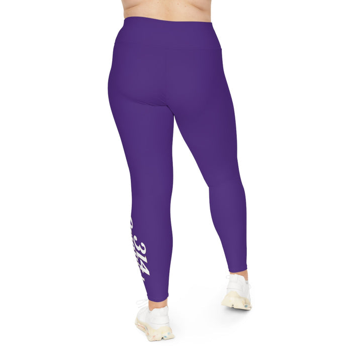 Purple Plus Size Leggings — Subtle Side Script Graphic, Comfortable Everyday Activewear - 314 Originals