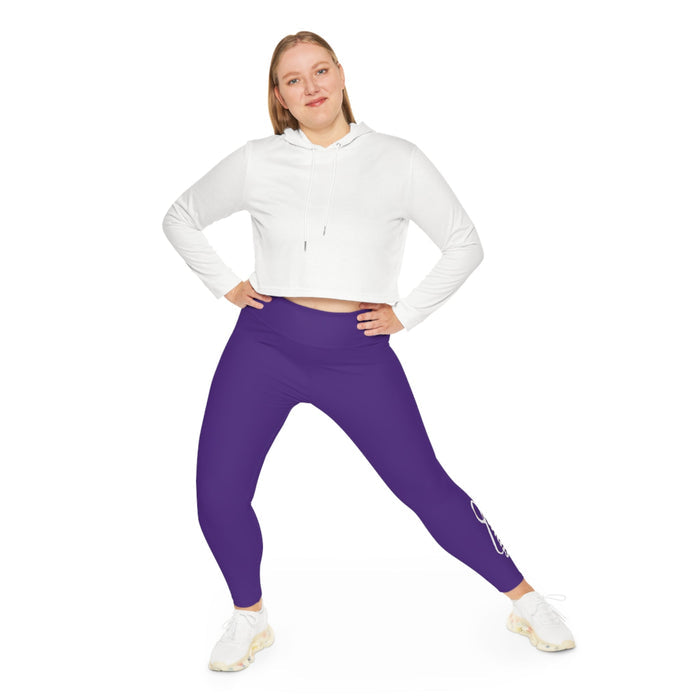 Purple Plus Size Leggings — Subtle Side Script Graphic, Comfortable Everyday Activewear - 314 Originals