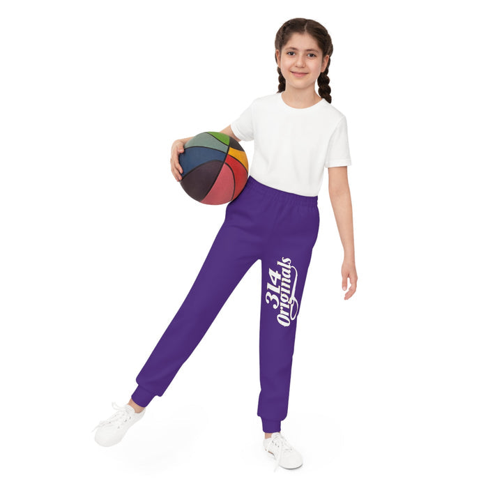 Purple Youth Joggers with 314 Originals Side Graphic — Kids Athletic Sweatpants - 314 Originals
