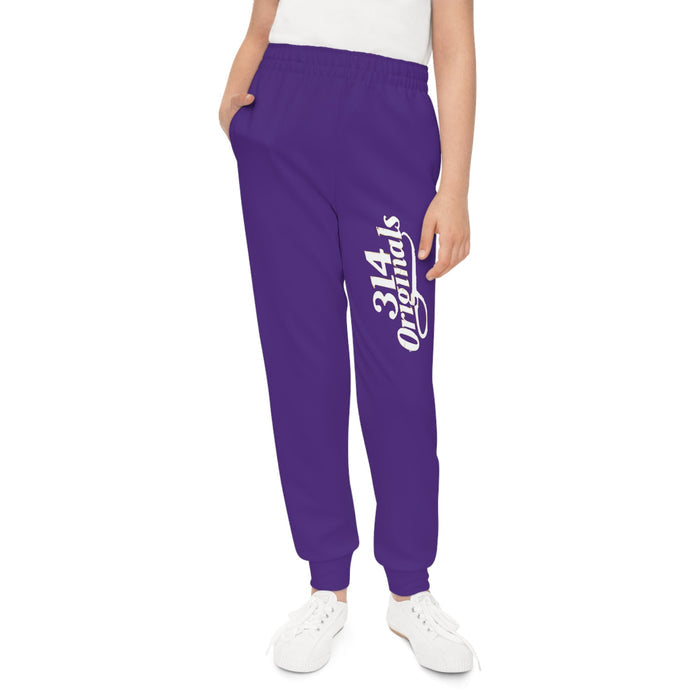 Purple Youth Joggers with 314 Originals Side Graphic — Kids Athletic Sweatpants - 314 Originals