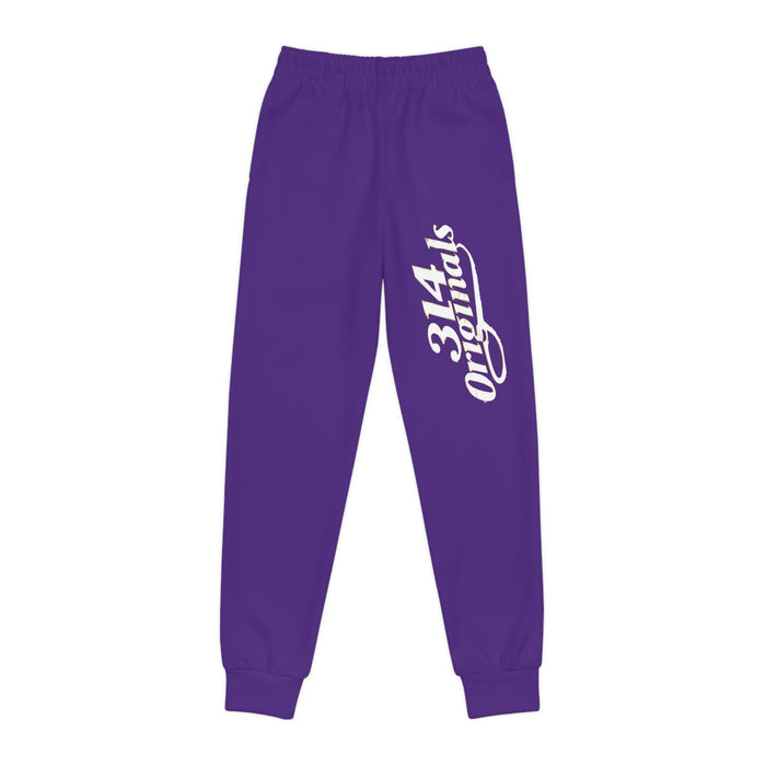 Purple Youth Joggers with 314 Originals Side Graphic — Kids Athletic Sweatpants - 314 Originals