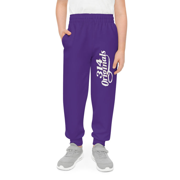 Purple Youth Joggers with 314 Originals Side Graphic — Kids Athletic Sweatpants - 314 Originals