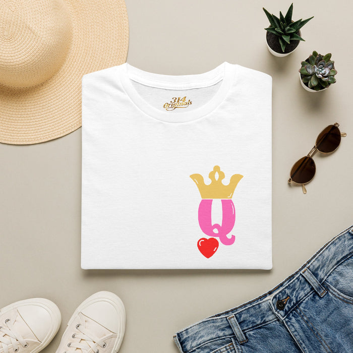 Queen Q Crown T-Shirt — Pink & Gold Heart Logo Tee - 314 Originals