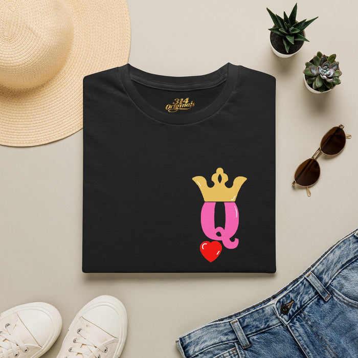 Queen Q Crown T-Shirt — Pink & Gold Heart Logo Tee - 314 Originals