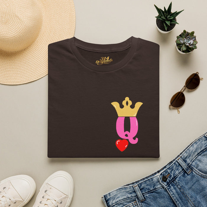 Queen Q Crown T-Shirt — Pink & Gold Heart Logo Tee - 314 Originals