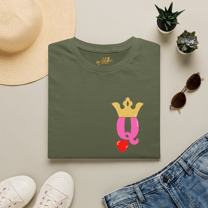 Queen Q Crown T-Shirt — Pink & Gold Heart Logo Tee - 314 Originals