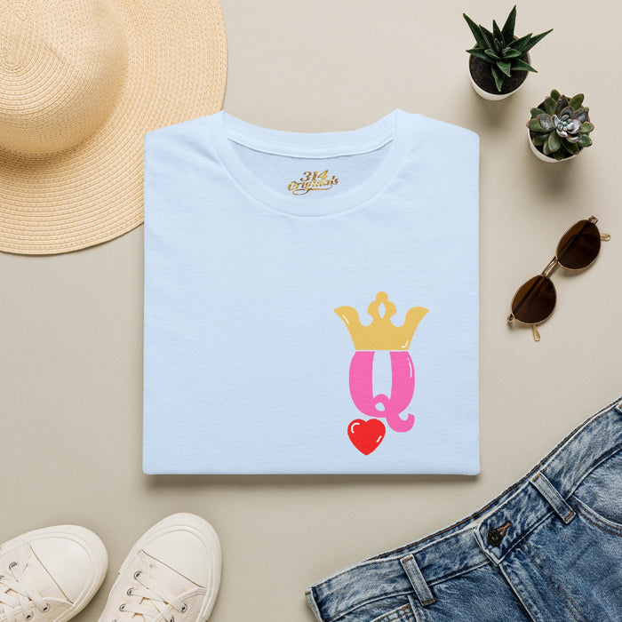 Queen Q Crown T-Shirt — Pink & Gold Heart Logo Tee - 314 Originals