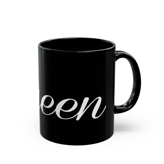 Queen Script Black Mug with Gold Crown — Royal Coffee Tea Gift - 314 Originals