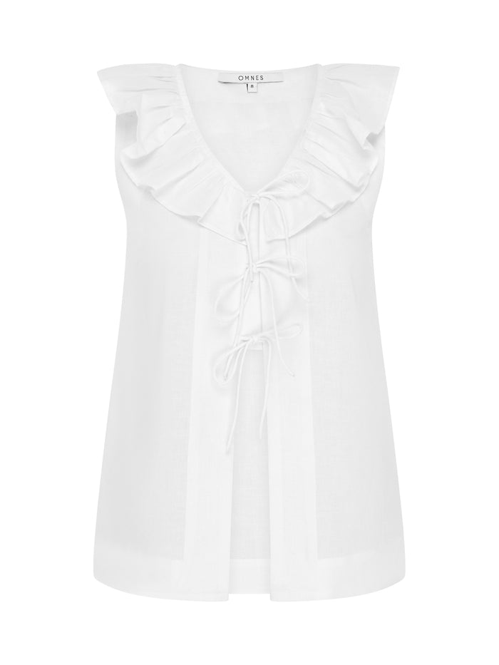 Rachael Frill Collar Sleeveless Blouse in White