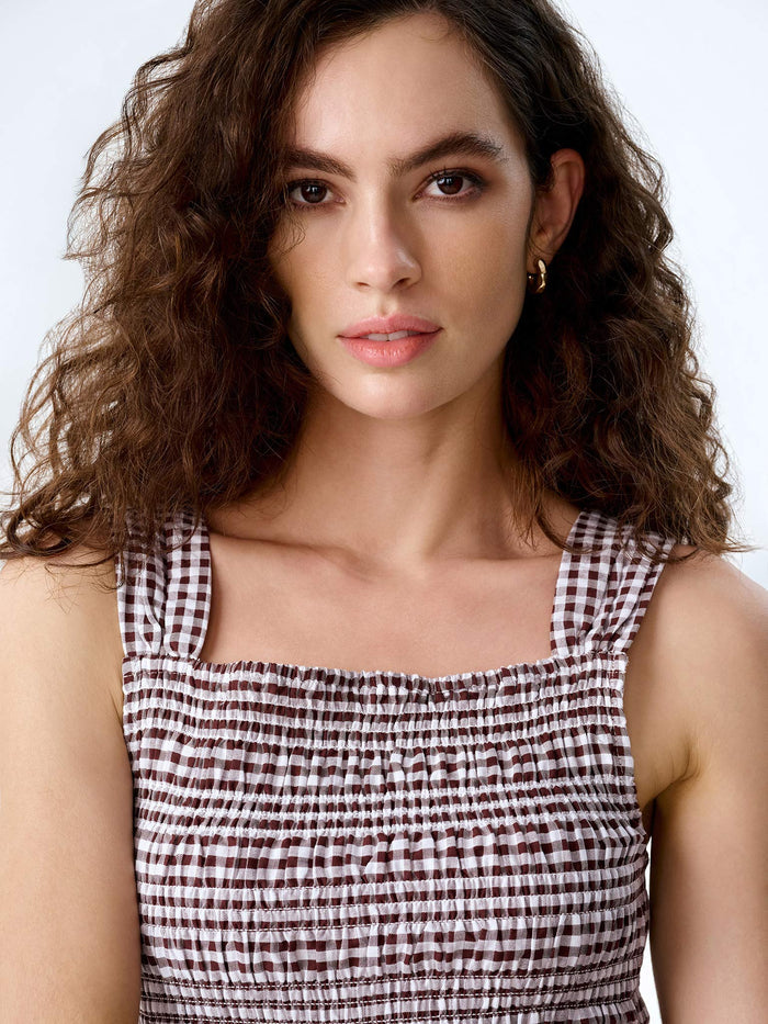 Rain Top in Chocolate/Cream Gingham