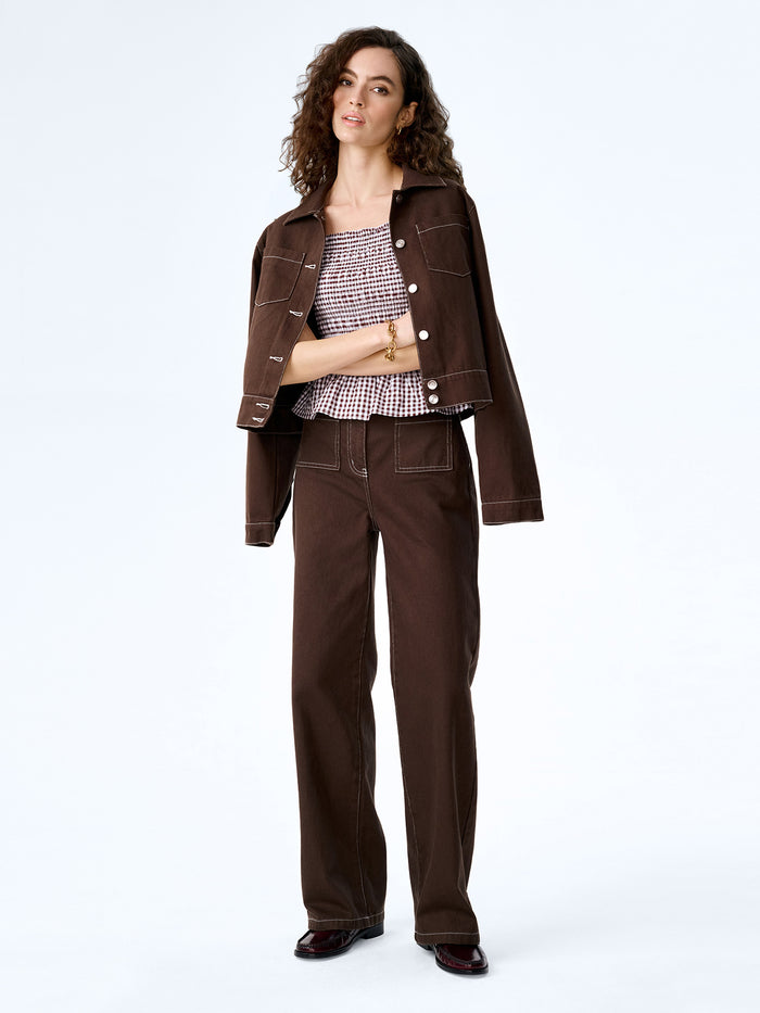 Rain Top in Chocolate/Cream Gingham