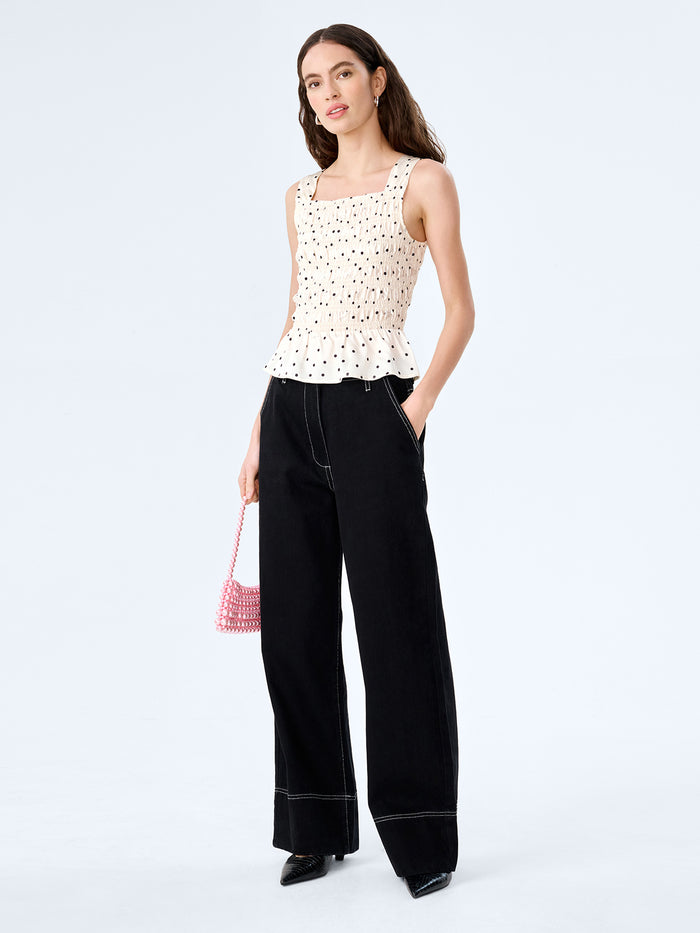 Rain Top in White Polka Dot