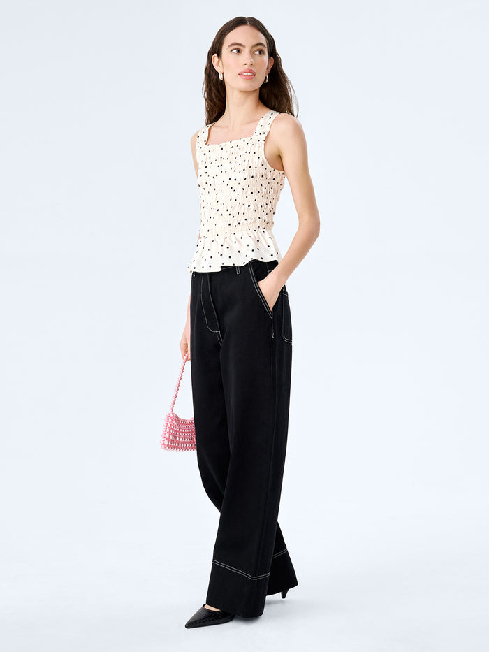 Rain Top in White Polka Dot