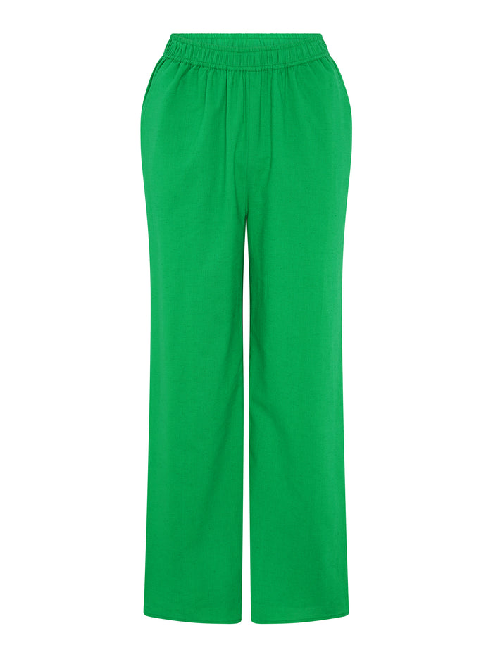 Ramela Elasticated Waist Linen Trouser in Green