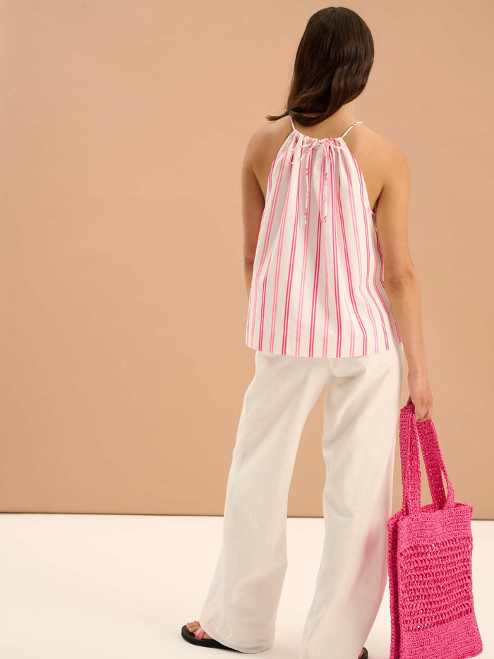 Ramela Elasticated Waist Linen Trouser in White