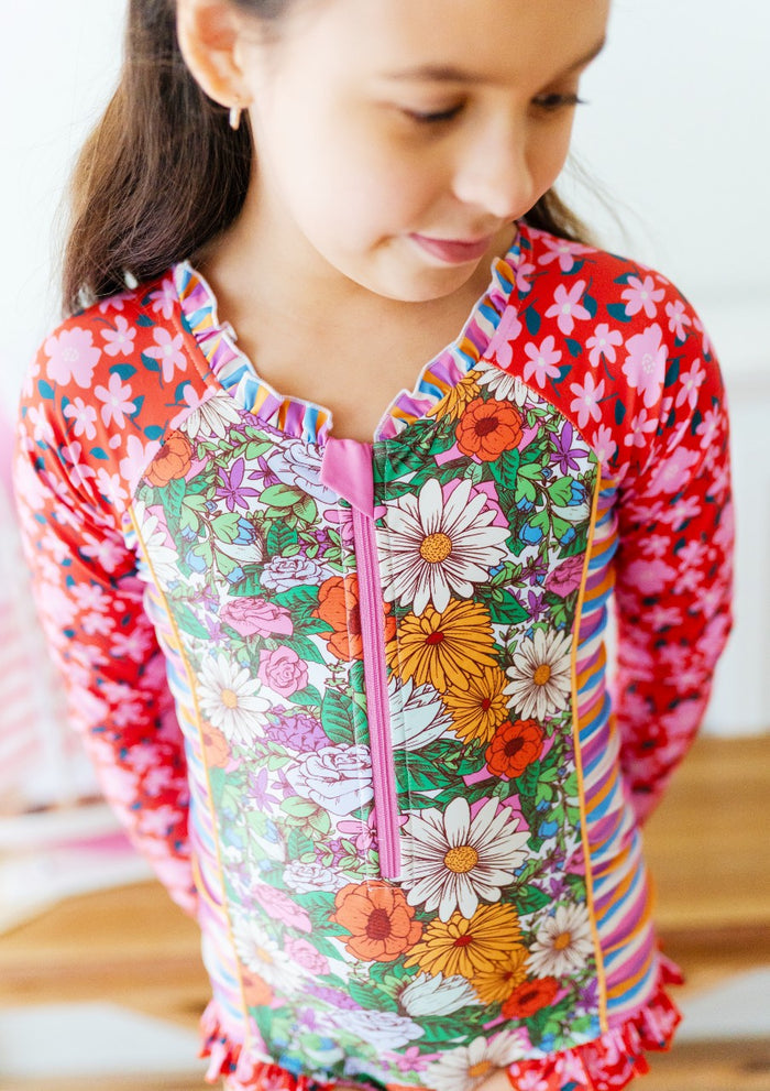 Rash Guard Swimsuit - Long Sleeve | Flower Power